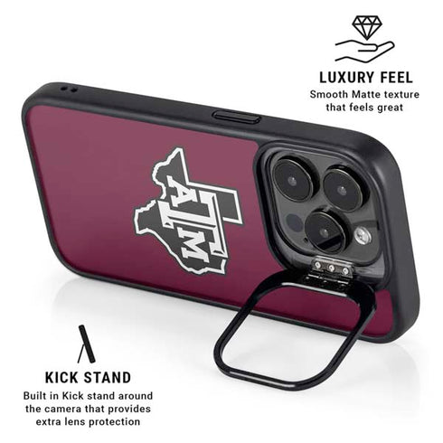 Texas A&M University Black Logo iPhone 15 Pro Max Kickstand Case